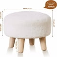 thumbnail image 3 of Round Mushroom Footstool Ottoman – Rabbit Wool Upholstered Small Stool with Solid Wood Legs, Cute Shoe Changing Stool, Step Stool, Sofa Footrest for Living Room & Bedroom White, 3 of 7