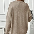 thumbnail image 7 of Htigea Womens Pullover Sweaters Solid Casual Loose Fit Knitwear Fall Winter Long Sleeve Pullover Tops Beige S, 7 of 7