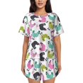 thumbnail image 1 of Fotbe Funny Chicken Conjunto de Pijama Estampado para Mujer, 2 Piezas, Ropa de Dormir con Camiseta de Manga Corta y Shorts Suaves-Small, 1 of 6