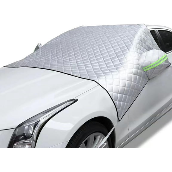 4-Layer Magnetic Windshield Cover for Car, Windshield Frost Protector Cover, Universal Windshield Snow Cover with Side Window and Rearview Mirror Protector, for Most Cars, SUV, Truck