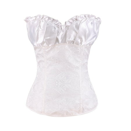 

EQWLJWE Palace Corset Women s Princess Overbust Corset Drape Satin Waist Brocade Bustier Deals Clearance