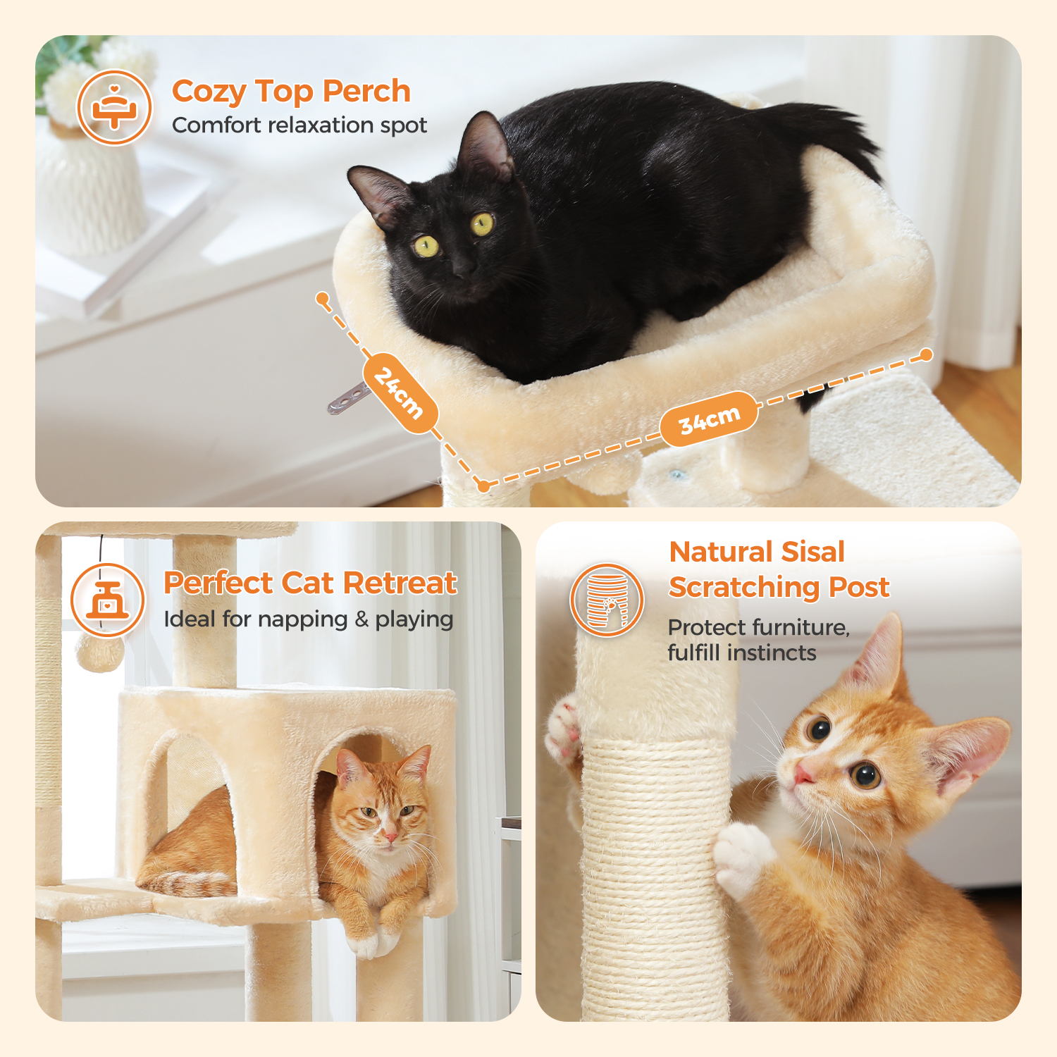 Pawz Road 46" Cat Tree Condo with Sisal Posts photo 3