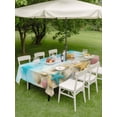 thumbnail image 3 of Outdoor Tablecloth with Umbrella Hole and Zipper, Blue Summer Beach Rectangle Table Cloth 60x84 Inch Waterproof Tablecloth, Coastal Starfish Shell Nautical Waves Picnic Table Cover for Patio Camping, 3 of 7