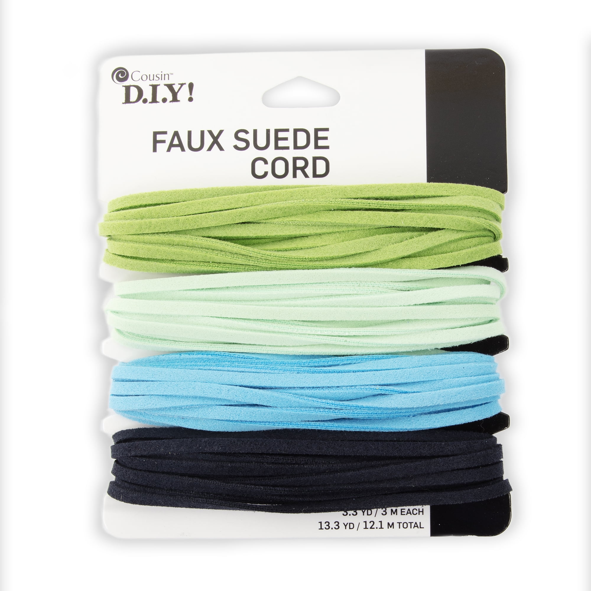 (2 pack) Cousin DIY Faux Suede Cord String, Jewelry Making, 4 Piece Roll, 13.3 yd, Blue & Green