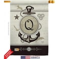 thumbnail image 2 of Breeze Decor BD-NA-HS-130199-IP-BO-D-US14-BD 28 x 40 in. Nautical Q Initial Coastal Impressions Decorative Vertical Double Sided House Flag Set & Pole Bracket Hardware, 2 of 5