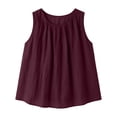 thumbnail image 4 of Women's Plain Sleeveless Tank Top Summer Oversized Crew Neck Basic Tee Tank Flowy Casual Boho Beach Vacation Tops Wine, 4 of 7