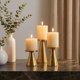 thumbnail image 3 of Juego de 6 portavelas de hierro dorado, juego de 6 portavelas decorativas de hierro de 4 y 4.7 y 6.4 pulgadas de alto, elegante soporte para velas LED y de cera, conos de incienso, spa, bodas (velas, 3 of 9