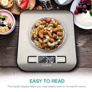 Ultrean Food Scale, Digital Kitchen Scale Grams and Ounces for Baking, Cooking and Meal Prep, 6 Units with Tare Function, LCD Display, 304 Stainless Steel, 11lb
