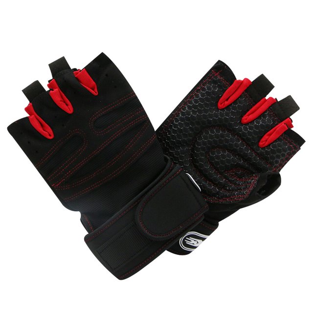 Guantes de gimnasio para hombre, Manoplas sin dedos para levantamiento de pesas, entrenamiento de culturismo, Fitness, ciclismo de medio dedo, antideslizantes, soporte de muñeca Fivean Guantes deportivos