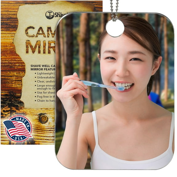 The Shave Well Company Unbreakable Camping Mirror, Fog-Free Shower Mirror, Backpack Approved