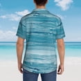 thumbnail image 3 of Lsque Teal Turquoise Fluid Stripes pattern Hawaiian Shirt for Men, Unisex Summer Beach Casual Short Sleeve Button Down Shirts-Medium, 3 of 9