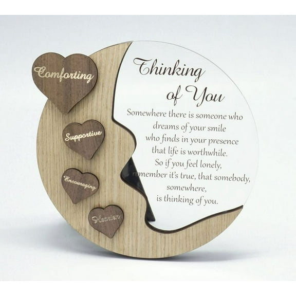 Moon With Words On Hearts And Text Message- Thinking Of You Plaque