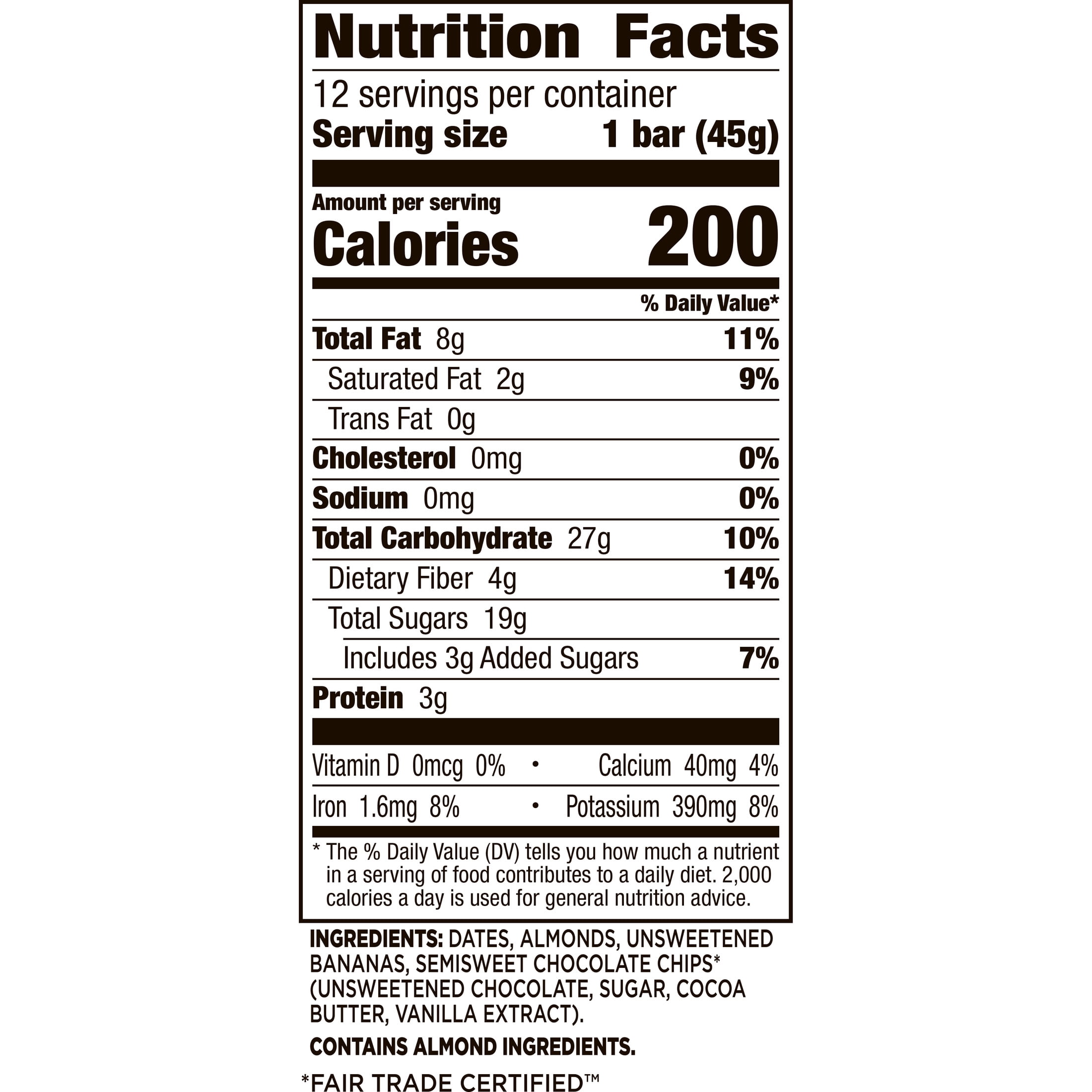 Larabar Banana Chocolate Chip, Fruit and Nut Bars, Gluten Free and Vegan, 19.2 oz, 12 Ct