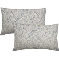 Grey Blue Fern Leaves Lumbar Pillow Covers 12X20 Inch Plant Leaf Floral Pine Decorative Pillow Cases Vintage Botanical Spring Summer Throw Pillows Set of 2 Home Decor for Sofa Couch Porch Outdoor