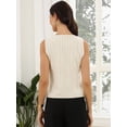 thumbnail image 3 of DARING DIVA Women's Elegant Stylish Sleeveless V Neck Striped Waistcoat XS Beige, 3 of 6
