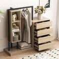thumbnail image 2 of Glavbiku Modern Wardrobe with 4 Drawers, 3 Shelves,Hanging Rod,Closet Storage Armoires,Natral, 2 of 11