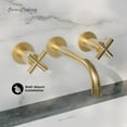 thumbnail image 2 of Ivy 8 in. Widespread Double Cross-Handle Wall Mount Bathroom Faucet in Brushed Gold, 2 of 7