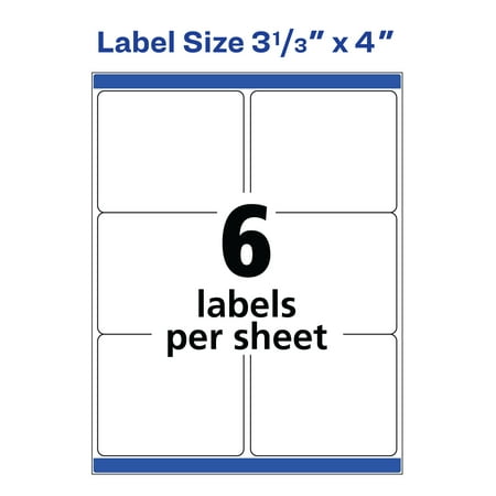 Avery Shipping Labels, 3-1/3" x 4", White, 600ct (5164)