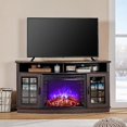 LUXOAK 59" Curved Fireplace TV Console, Entertainment Center Table with