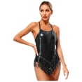 thumbnail image 4 of Aislor Justaucorps de Danse Latine à Franges à Sequins pour Femmes, Justaucorps, Robe de Performance Tango Salsa Noire m, 4 of 7