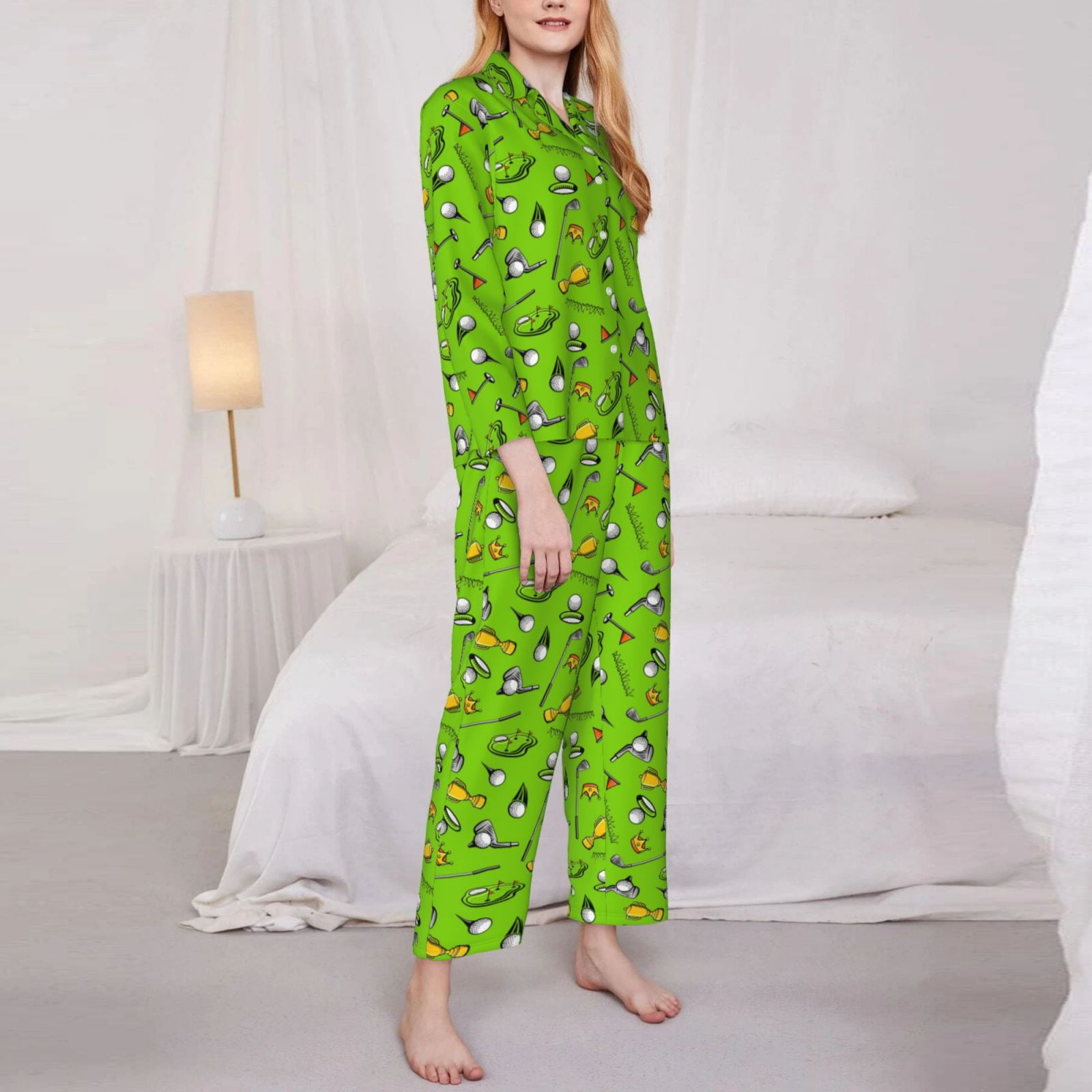 Kdxio Golf Sport Club Women's Pajama Sets Long Sleeve Button Down