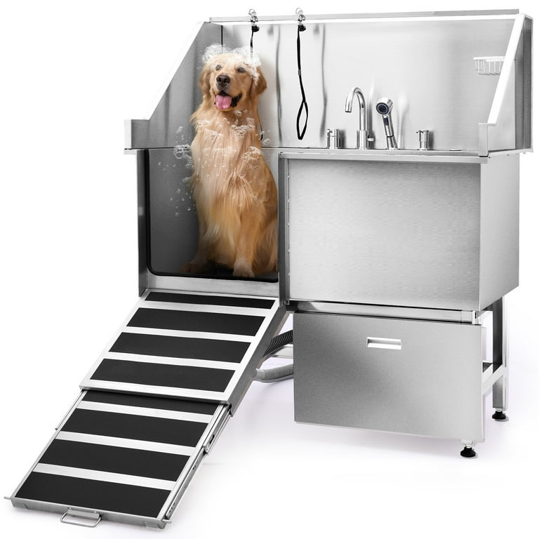 CO-Z 50 in Dog Grooming Tub with Nonskid Retractable Ramp for