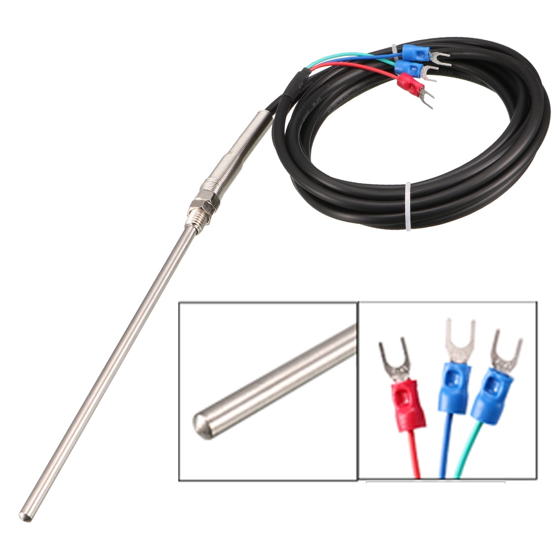 PT100 Type 15cm Probe Thermocouple Temperature Sensor Cable 3 Meters