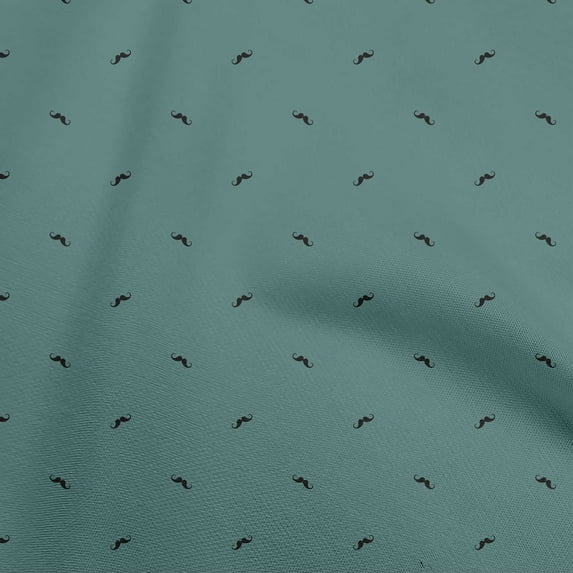 oneOone Cotton Cambric Teal Blue Fabric Asian Block Mustache Diy Clothing Quilting Fabric Print Fabric By Yard 56 Inch Wide