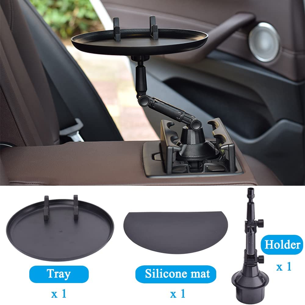 Plateau Porte-gobelet Pour Voiture - Pivotant 360°, Dimensions ~20x21x33 Cm - Pour Repas, Snacks, Camping, Caravane, Yacht - 4