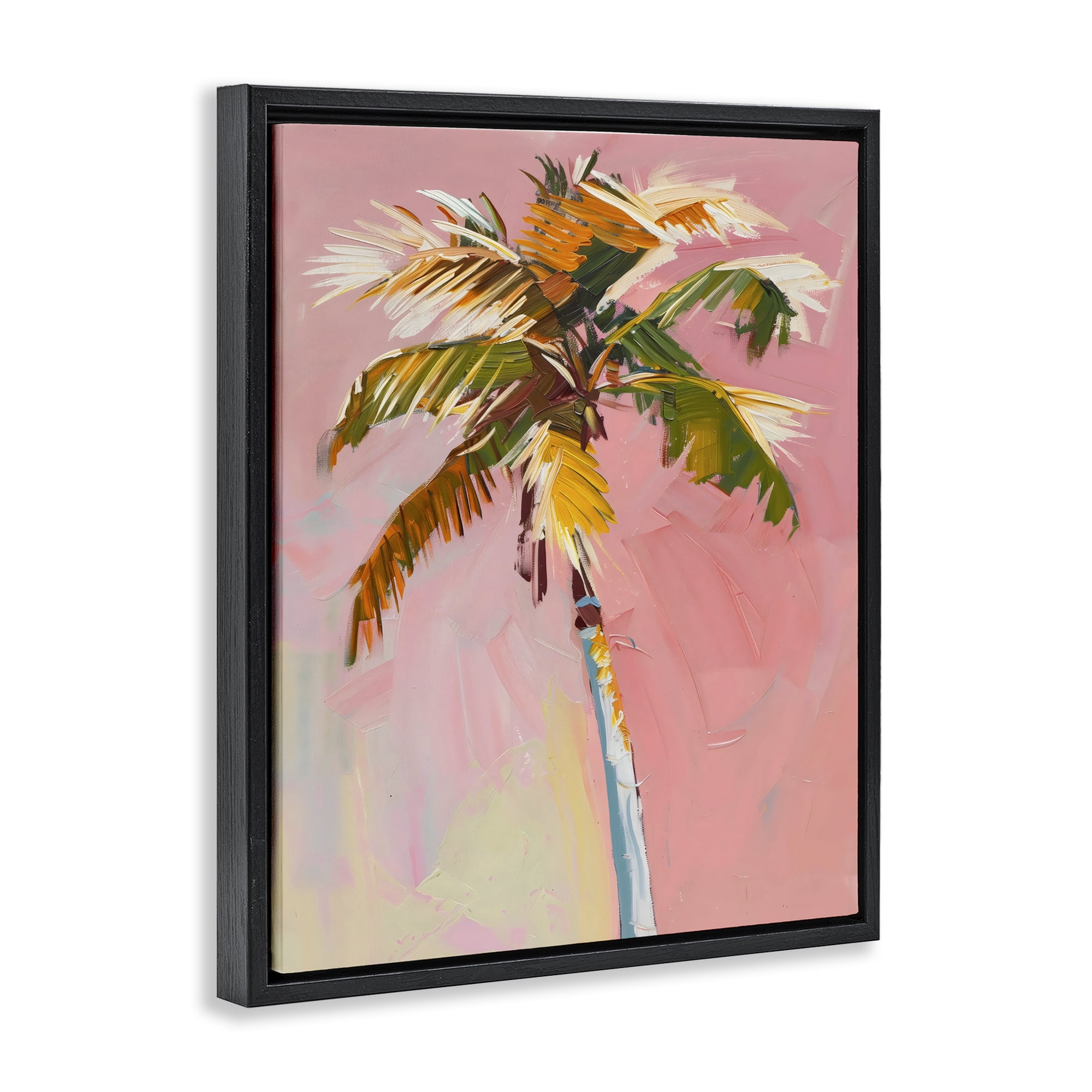 Stupell Industries Pink Palm Summer Oasis Black Framed Floater Canvas Wall Art, design by The Prints Vibe