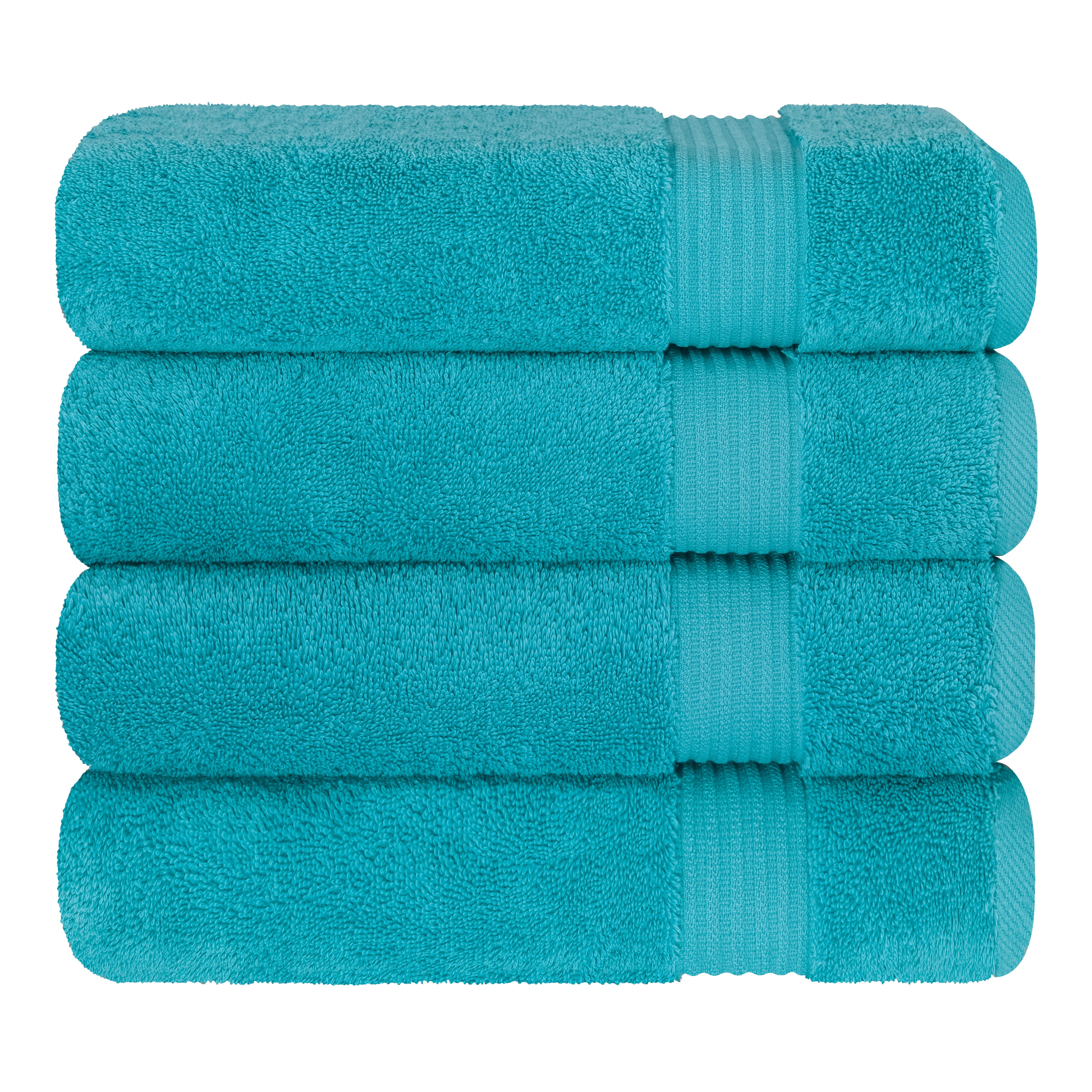 Cotton Paradise 100% Cotton 4 Piece Turkish Bath Towel Set, Soft Plush Towels Clearance Bathroom Set, Aqua