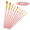 thumbnail image 2 of Juego de 10 Uds. De pinceles de nailon para pintar el pelo, punta redonda para arte de uñas, mango d Irfora Rosa, 2 of 7