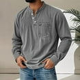 thumbnail image 7 of Mokaloha Mens Shirts Long Sleeve Pacificozy Men's Shirts Retro Stand Collar Pocket Casual Distressed Long Sleeve Henley Shirt, 7 of 7