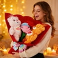 thumbnail image 4 of 11.8" Medium Plush Bouquet with Beige Wrapping & Pink Bow - Cute Birthday & Valentine's Day Gift, Perfect Back to School Plush for Teens, 4 of 4