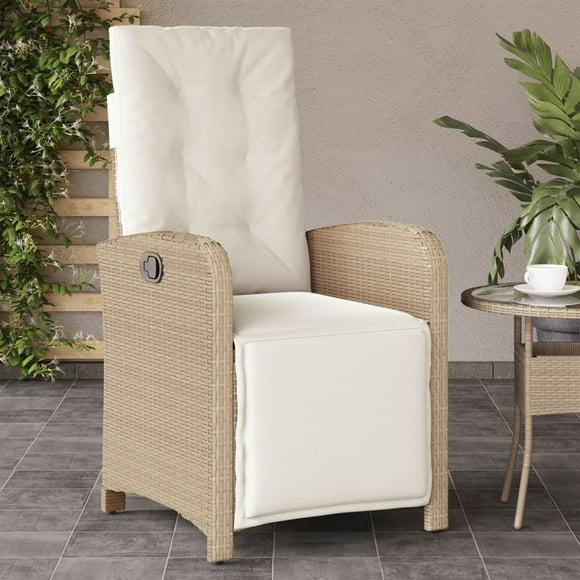 vidaXL Reclining Garden Chair with Footrest Beige Poly Rattan