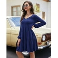 thumbnail image 3 of HA-EMORE Women Spring Summer Women's Dresses V Neck Tiered Dresses Long Sleeve Casual Ruffle Babydoll Dress with Pockets, 3 of 7