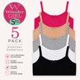 thumbnail image 5 of Wunder Girl Girls Training Bra 5 Pack Cotton Stretch Crop Cami Bralette, 5 of 6