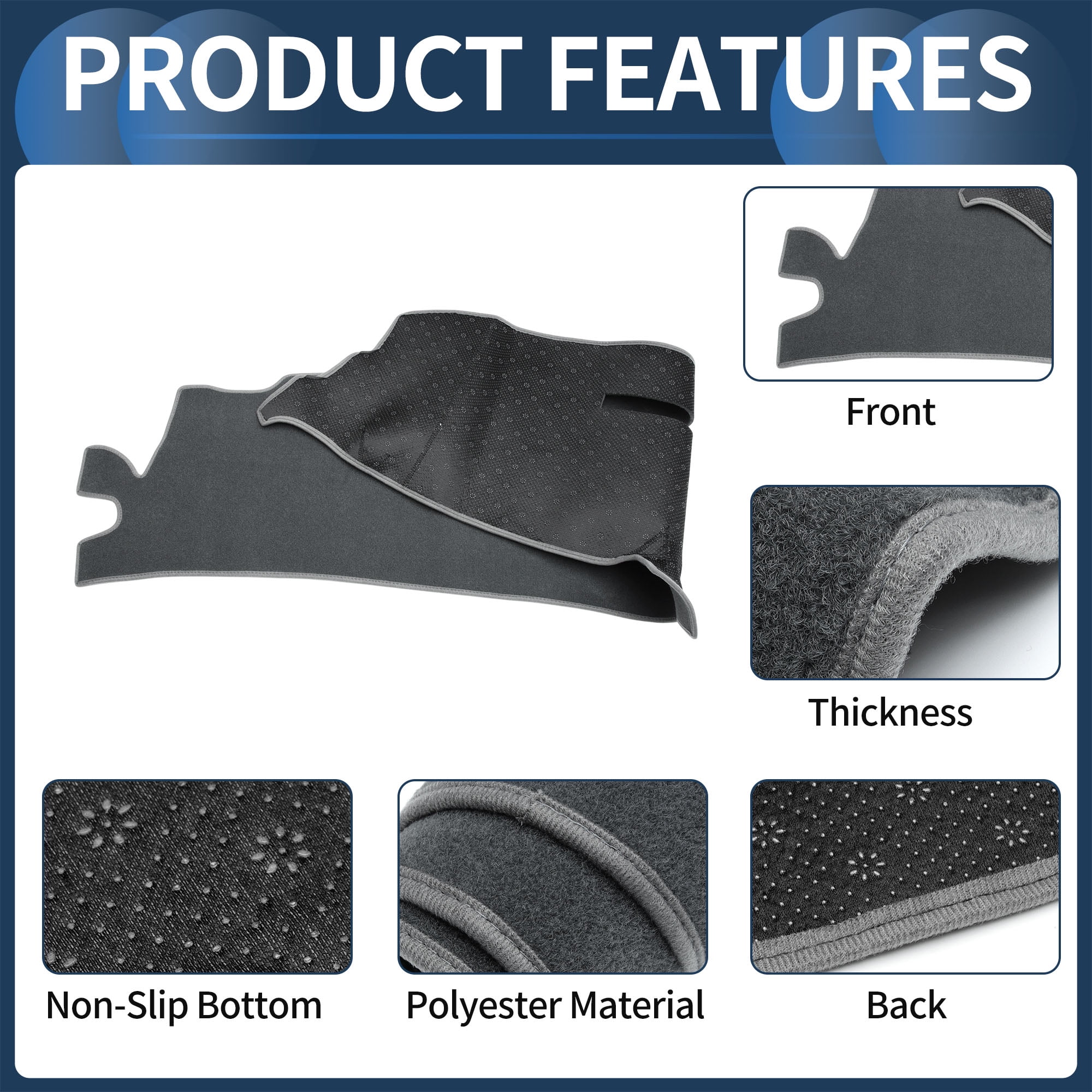 Dashboard Cover Dash Cover Mat Carpet for Chevy Silverado 1997-2000 Polyester Gray