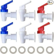 Replacement Cooler Faucet - 2 White and 2 Red and 2 Blue Water Dispenser Tap Set - Internal Thread Plastic Spigot.