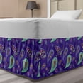 thumbnail image 1 of Asian Bed Skirt, Cultural Paisley Ornate Traditional Folk Design Oriental Motifs Blobs Leaves, Elastic Bedskirt Dust Ruffle Wrap Around for Bedding Decor, 4 Sizes, Violet Multicolor, by Ambesonne, 1 of 2