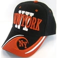 thumbnail image 2 of New York City Men's NY Wave Pattern Adjustable Baseball Cap (Black/Red), 2 of 3