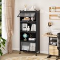 thumbnail image 3 of Giantex 5-Tier Kitchen Storage Cabinet, Mobile Microwave Stand, Bread Rack Coffee Stand, Bakers Rack w/Flip Door Cabinets, Black, 3 of 7