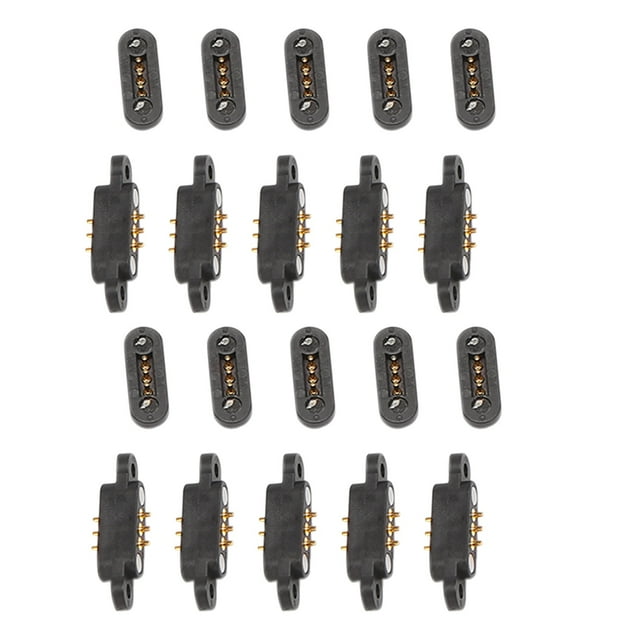 10 Pares de Conectores Pin Pogo MagnéTicos con Resorte 3 Posiciones Imanes Paso 2.3MM Agujeros Pasantes Sonda Macho Hembra