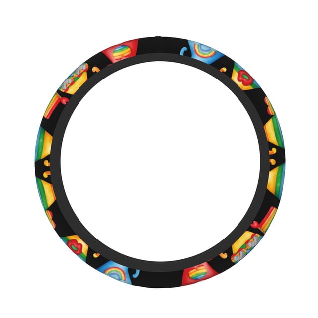 Fotbe Happy Pride Gnome Funda para Volante Universal de 15 pulgadas, Accesorios para Auto para Hombre y Mujer, Protector de Volante Cómodo para SUV y Sedán