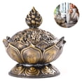thumbnail image 2 of Quemador de incienso pequeño, aleación de zinc de loto, estilo asiático chino antiguo, quemador de incienso de flor de loto, decoración del hogar, quemador de incienso de humo con forma de loto, 2 of 8