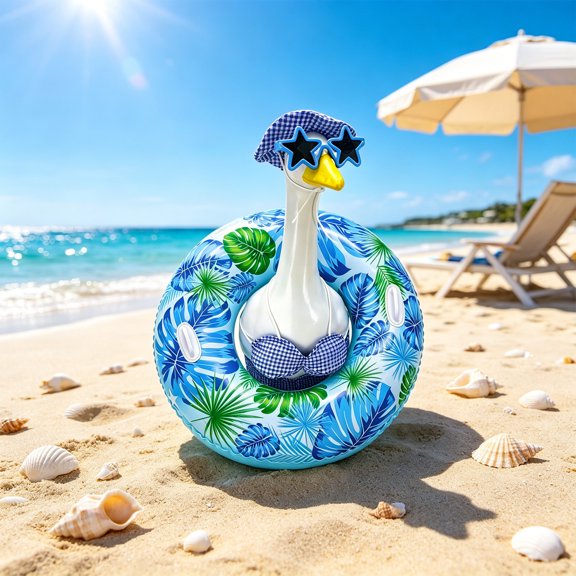 AuroraX Summer Porch Goose Outfits 23" Porch Goose Clothes Set for 19" 20 in,Seasonal Summer Pool Holiday Summer Decor for Outside Patio Blue