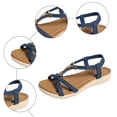 thumbnail image 5 of Rokment Boho Beach Memory Foam Wedges Dress Sandals for Women Comfortable Fashion Casual Leather Platform Low Heels Slingback Walking Summer Vacation Shoes Blue Size 8, 5 of 8
