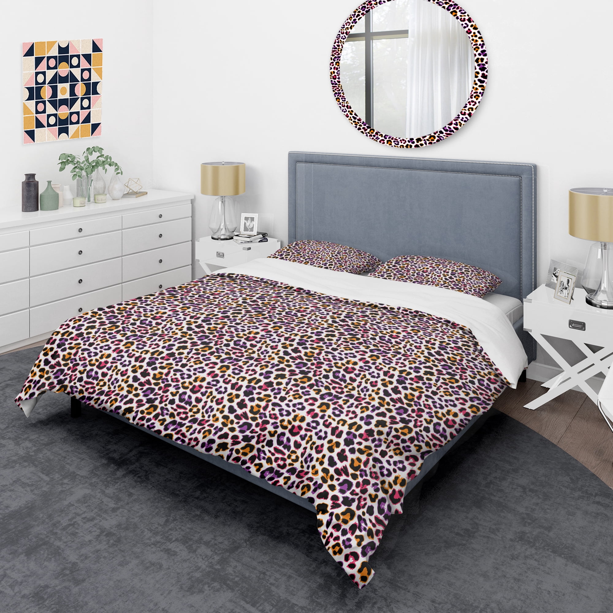 Designart 'Leopard Fur Safari VII' Mid-Century Modern Duvet Cover Set