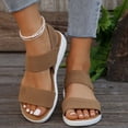 thumbnail image 5 of Women Shoes Women's Elastic Knit Strap Wedge Platform Sandals Spring Summer Open Toe Slip On Sandals for Women Wide Width Large Sizes Soft Stretch Breathable Fabric Non Slip Cushioned Insole Comfort, 5 of 6
