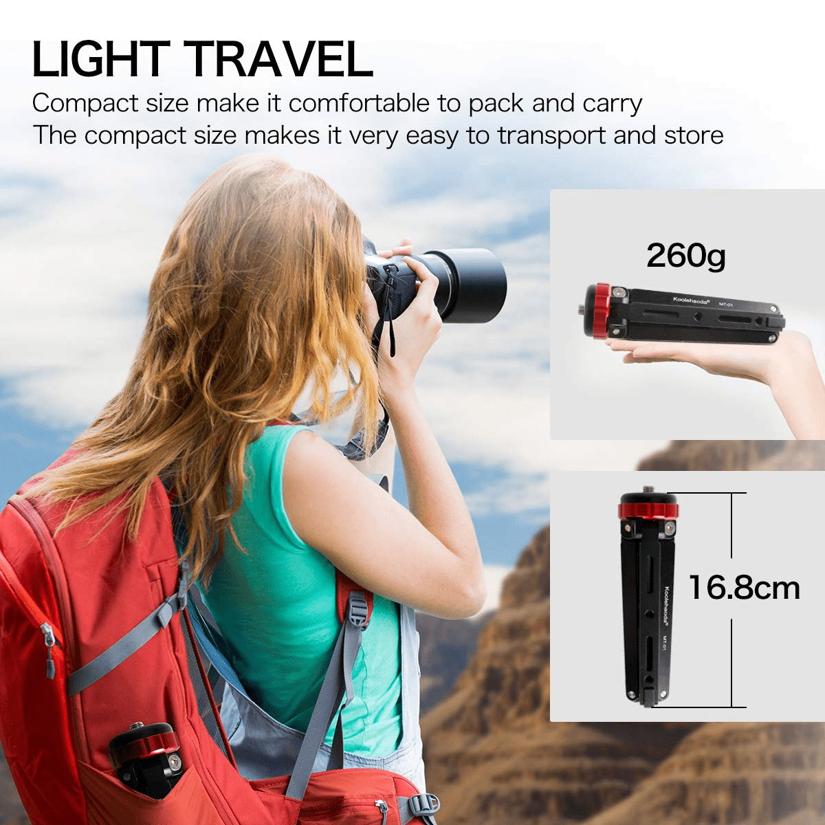 Koolehaoda Mini Tripod,CNC Aluminum Portable Travel Tabletop Tripod with 1/4 and 3/8 Screw Mount for DSLR Camera,Monopods and Ballhead MT-01